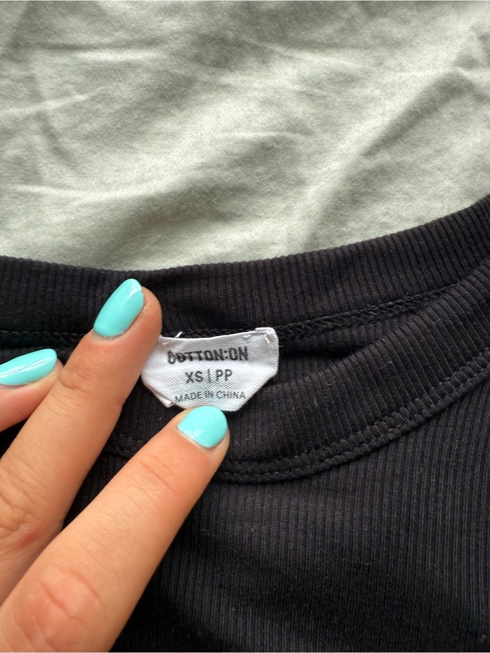 Cotton On Black Ribbed Crew Tee